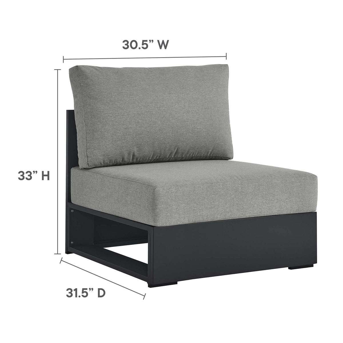Tahoe Gray 3-Piece Outdoor Patio Powder-Coated Aluminum Left-Facing Chaise Sectional Sofa Set - Ornate Home