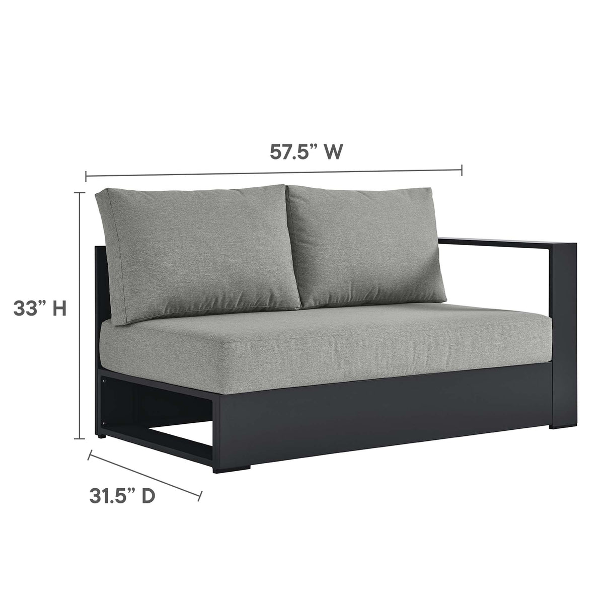Tahoe Gray 3-Piece Outdoor Patio Powder-Coated Aluminum Left-Facing Chaise Sectional Sofa Set - Ornate Home