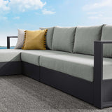 Tahoe Gray 3-Piece Outdoor Patio Powder-Coated Aluminum Left-Facing Chaise Sectional Sofa Set - Ornate Home