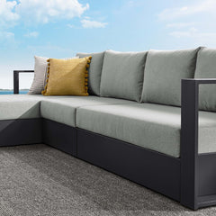 Tahoe Gray 3-Piece Outdoor Patio Powder-Coated Aluminum Left-Facing Chaise Sectional Sofa Set - Ornate Home