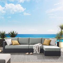 Tahoe Gray 3-Piece Outdoor Patio Powder-Coated Aluminum Right-Facing Chaise Sectional Sofa Set - Ornate Home