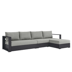 Tahoe Gray 3-Piece Outdoor Patio Powder-Coated Aluminum Right-Facing Chaise Sectional Sofa Set - Ornate Home