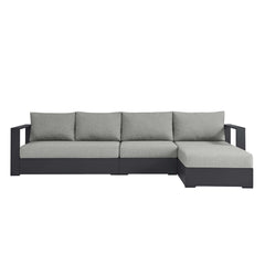 Tahoe Gray 3-Piece Outdoor Patio Powder-Coated Aluminum Right-Facing Chaise Sectional Sofa Set - Ornate Home