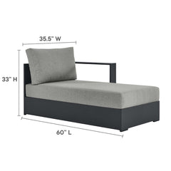 Tahoe Gray 3-Piece Outdoor Patio Powder-Coated Aluminum Right-Facing Chaise Sectional Sofa Set - Ornate Home