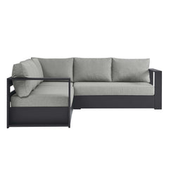 Tahoe Gray 3-Piece Outdoor Patio Powder-Coated Aluminum Sectional Sofa Set - Ornate Home
