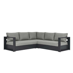 Tahoe Gray 3-Piece Outdoor Patio Powder-Coated Aluminum Sectional Sofa Set - Ornate Home