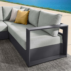 Tahoe Gray 3-Piece Outdoor Patio Powder-Coated Aluminum Sectional Sofa Set - Ornate Home