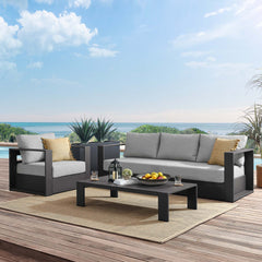 Tahoe Gray 3-Piece Outdoor Patio Powder-Coated Aluminum Set - Ornate Home