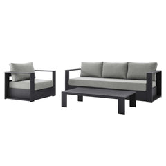 Tahoe Gray 3-Piece Outdoor Patio Powder-Coated Aluminum Set - Ornate Home