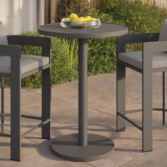 Tahoe Gray 31 Inch Round Outdoor Patio Aluminum Bar Table - Ornate Home