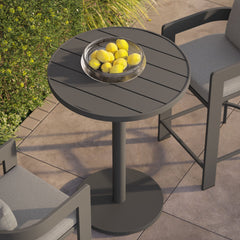Tahoe Gray 31 Inch Round Outdoor Patio Aluminum Bar Table - Ornate Home