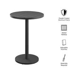 Tahoe Gray 31 Inch Round Outdoor Patio Aluminum Bar Table - Ornate Home