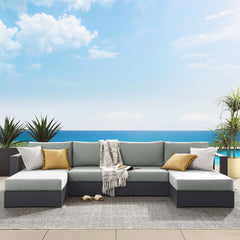Tahoe Gray 4-Piece Outdoor Patio Powder-Coated Aluminum Sectional Sofa Set - Ornate Home