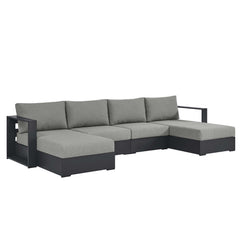 Tahoe Gray 4-Piece Outdoor Patio Powder-Coated Aluminum Sectional Sofa Set - Ornate Home