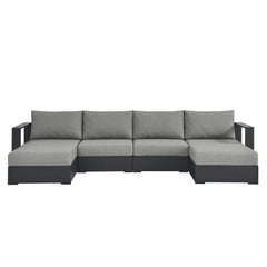Tahoe Gray 4-Piece Outdoor Patio Powder-Coated Aluminum Sectional Sofa Set - Ornate Home