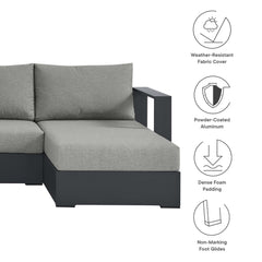 Tahoe Gray 4-Piece Outdoor Patio Powder-Coated Aluminum Sectional Sofa Set - Ornate Home