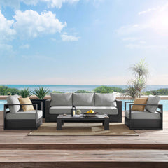Tahoe Gray 4-Piece Outdoor Patio Powder-Coated Aluminum Set - Ornate Home