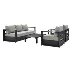 Tahoe Gray 4-Piece Outdoor Patio Powder-Coated Aluminum Set - Ornate Home