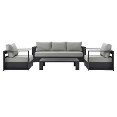Tahoe Gray 4-Piece Outdoor Patio Powder-Coated Aluminum Set - Ornate Home