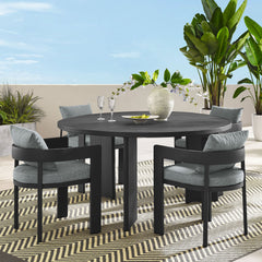 Tahoe Gray 5-Piece Outdoor Patio Aluminum Dining Set - Ornate Home