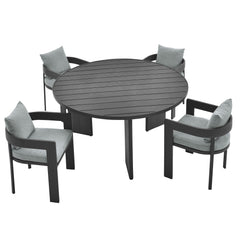 Tahoe Gray 5-Piece Outdoor Patio Aluminum Dining Set - Ornate Home