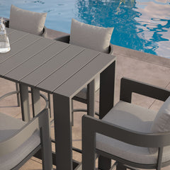 Tahoe Gray 5-Piece Outdoor Patio Bar Table Set - Ornate Home