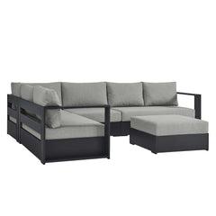 Tahoe Gray 5-Piece Outdoor Patio Powder-Coated Aluminum Sectional Sofa Set - Ornate Home