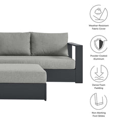 Tahoe Gray 5-Piece Outdoor Patio Powder-Coated Aluminum Sectional Sofa Set - Ornate Home