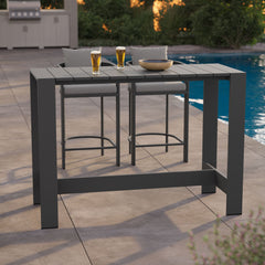 Tahoe Gray 59 Inch Rectangle Outdoor Patio Aluminum Bar Table - Ornate Home