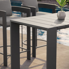 Tahoe Gray 59 Inch Rectangle Outdoor Patio Aluminum Bar Table - Ornate Home