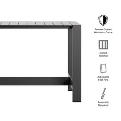 Tahoe Gray 59 Inch Rectangle Outdoor Patio Aluminum Bar Table - Ornate Home