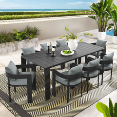 Tahoe Gray 9-Piece Outdoor Patio Aluminum Dining Set - Ornate Home