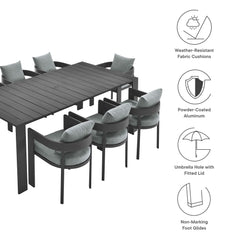 Tahoe Gray 9-Piece Outdoor Patio Aluminum Dining Set - Ornate Home