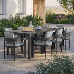 Tahoe Gray 9-Piece Outdoor Patio Aluminum Dining Set With Extendable Table - Ornate Home