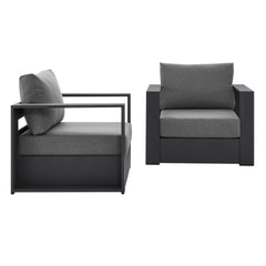 Tahoe Gray/Charcoal 2-Piece Outdoor Patio Powder-Coated Aluminum Armchair Set - Ornate Home
