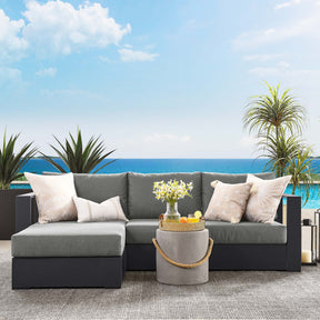 Tahoe Gray/Charcoal 2-Piece Outdoor Patio Powder-Coated Aluminum Left-Facing Chaise Sectional Sofa Set - Ornate Home