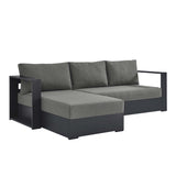 Tahoe Gray/Charcoal 2-Piece Outdoor Patio Powder-Coated Aluminum Left-Facing Chaise Sectional Sofa Set - Ornate Home