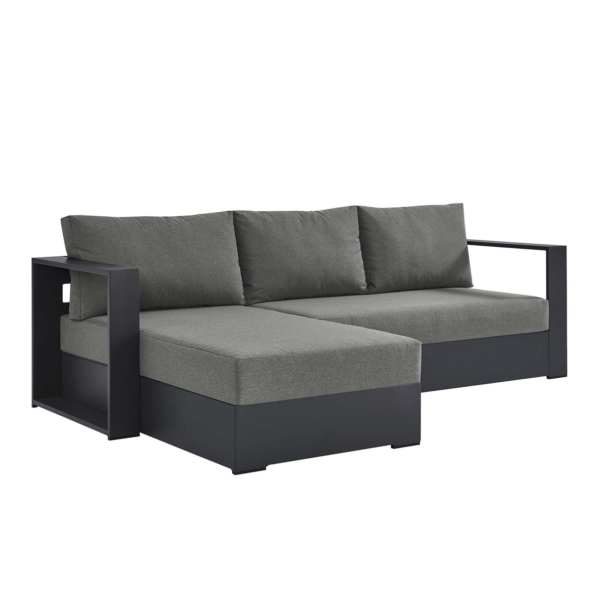 Tahoe Gray/Charcoal 2-Piece Outdoor Patio Powder-Coated Aluminum Left-Facing Chaise Sectional Sofa Set - Ornate Home