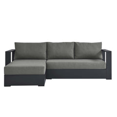 Tahoe Gray/Charcoal 2-Piece Outdoor Patio Powder-Coated Aluminum Left-Facing Chaise Sectional Sofa Set - Ornate Home