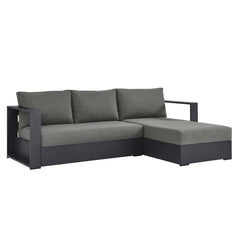 Tahoe Gray/Charcoal 2-Piece Outdoor Patio Powder-Coated Aluminum Right-Facing Chaise Sectional Sofa Set - Ornate Home