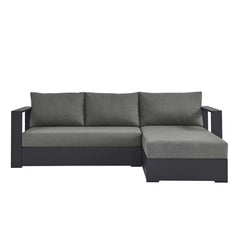 Tahoe Gray/Charcoal 2-Piece Outdoor Patio Powder-Coated Aluminum Right-Facing Chaise Sectional Sofa Set - Ornate Home