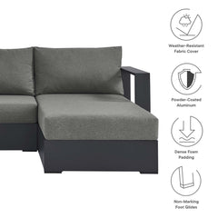 Tahoe Gray/Charcoal 2-Piece Outdoor Patio Powder-Coated Aluminum Right-Facing Chaise Sectional Sofa Set - Ornate Home