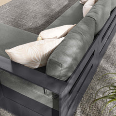 Tahoe Gray/Charcoal 2-Piece Outdoor Patio Powder-Coated Aluminum Right-Facing Chaise Sectional Sofa Set - Ornate Home