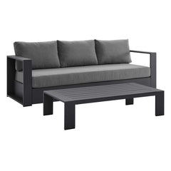 Tahoe Gray/Charcoal 2-Piece Outdoor Patio Powder-Coated Aluminum Set - Ornate Home