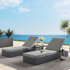 Tahoe Gray/Charcoal 3-Piece Outdoor Patio Powder-Coated Aluminum Chaise Lounge Set - Ornate Home