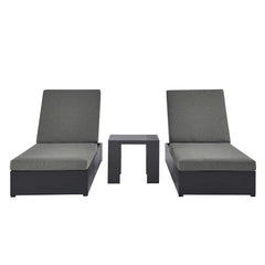 Tahoe Gray/Charcoal 3-Piece Outdoor Patio Powder-Coated Aluminum Chaise Lounge Set - Ornate Home
