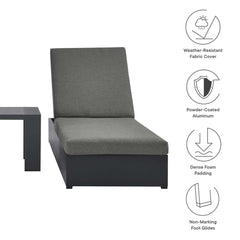 Tahoe Gray/Charcoal 3-Piece Outdoor Patio Powder-Coated Aluminum Chaise Lounge Set - Ornate Home