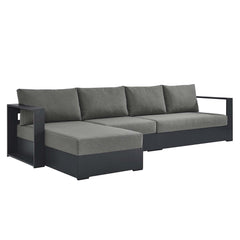 Tahoe Gray/Charcoal 3-Piece Outdoor Patio Powder-Coated Aluminum Left-Facing Chaise Sectional Sofa Set - Ornate Home