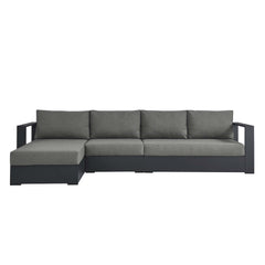 Tahoe Gray/Charcoal 3-Piece Outdoor Patio Powder-Coated Aluminum Left-Facing Chaise Sectional Sofa Set - Ornate Home