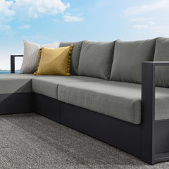 Tahoe Gray/Charcoal 3-Piece Outdoor Patio Powder-Coated Aluminum Left-Facing Chaise Sectional Sofa Set - Ornate Home